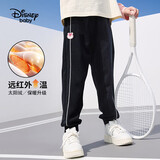 迪士尼（Disney）童装儿童女童加绒长裤针织保暖休闲运动裤子25春DB331ME22黑100