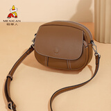 稻草人包包女包2025新款撞色时尚单肩包通勤斜挎包生日礼物送女友闺蜜 焦糖棕-牛皮款（A款）