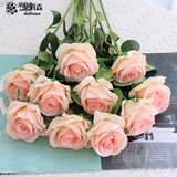 黛莉森仿真玫瑰花假花婚礼装饰花摆设客厅餐厅永生花摆件生日礼物送女友 10枝玫瑰-浅粉