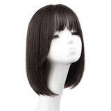 铂呐苓假发女仿真发自然全头套日韩夏轻薄减龄波波头短发刘海发套 棕色系 中发 40cm 锁骨发【冷棕色40cm】