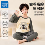 真维斯儿童睡衣套装春秋纯棉家居服男女童2025新款秋季中大童7a抗菌童装 石墨灰 J旅行越野 160