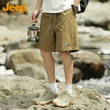 吉普（JEEP）短裤男夏季直筒宽松休闲五分裤子男士冰丝薄款中裤男裤 卡其 3XL