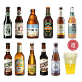 白熊进口精酿啤酒组合装 修道院/白啤/黑啤/果啤酒 比利时/德国等 多种类啤酒组合 330mL 11瓶 +酒杯