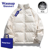 WASSUP UOSNE官方潮牌羽绒服男女款冬季美系免洗PU皮90鸭绒派克服飞行员外套男 9205香槟色-免洗PU皮（90%鸭绒） M （建议120-145斤）