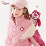 迪士尼女童外套草莓熊春秋装儿童棒球服中大童洋气上衣 粉色 130cm 