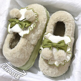 QYCKABY踩屎感棉拖鞋女士冬季2025新款包跟室内家居防滑厚底加绒保暖棉鞋 绿色【包跟保暖款】 36-37 正码