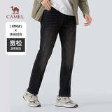 骆驼（CAMEL）三防保暖牛仔裤男士秋冬款加绒加厚宽松直筒休闲长裤子M13CAJB091