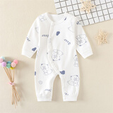 早产儿婴儿衣服低体重早产宝宝连体按扣哈衣小码小码超小纯棉 牛奶熊按扣连四季款 38cm M 适合4-5斤早产宝宝