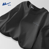 回力（Warrior）纯棉t恤男夏季新款重磅运动上衣男士潮流短袖宽松体恤 深灰 XL