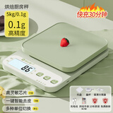 味之享小型电子秤克称电子称高精度厨房秤烘焙精准家用中药食物秤小称数 【浅绿色】聚能快充款5kg0.1g