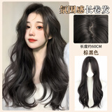 多菲尼森假发女长发中分八字刘海卷发大波浪氛围感仿真自然整顶全头套假发 中分长卷发大波浪 黑色系 长发 60cm