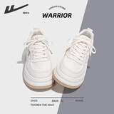 回力女鞋小白鞋2025新款冬季ins潮皮面鞋子女厚底休闲运动百搭板鞋女 米卡其【经典皮面，底厚4.5CM】 38