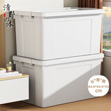 清野の木 衣物收纳箱特大号塑料整理箱70L白色 1个装 带轮