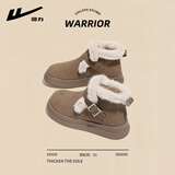 回力雪地靴女冬季加绒保暖鞋女厚底防滑舒适靴子女 卡其 38