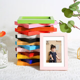 伊眸 实木小相框摆台挂墙画框装裱框相片照片框木框像框定制洗照片 粉色 7寸摆台挂墙两用