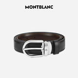 万宝龙MONTBLANC椭圆针扣黑/棕色双面腰带皮带3cm 38157/128135