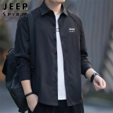 JEEP SPIRIT吉普衬衫男长袖春季衬衣男士宽松商务休闲外套 黑色 XL 