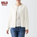 无印良品（MUJI）女式 法兰绒 立领衬衫 格子内搭 衬衣 纯棉全棉 女士秋款BCB19C1A 米白色 S