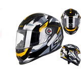 LS2摩托车头盔男女全盔四季赛车防雾3C跑盔卡丁车四季安全帽FF358 黑黄迷彩坦克(赠防雾贴+头套) XL(建议57-58头围）