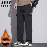 JEEP SPIRIT吉普工装裤男士裤子男春季休闲裤男多口袋男裤 黑色加绒 4XL 