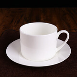 錦鳯锦凤骨瓷咖啡杯碟景德镇欧式简约咖啡套具矮 咖啡杯一杯一碟1勺 纯白大澳式杯碟