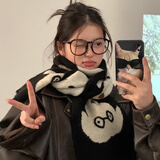 围巾女男围脖2025秋冬生日礼物送女友情侣围巾保暖学生新年礼物 小狗黑色围巾