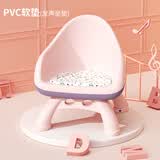 贝玛多吉宝宝吃饭桌餐椅凳子婴儿童椅子家用塑料靠背座椅叫叫小板凳多功能 粉色单椅(PVC软垫有声款)