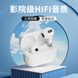 ROCK蓝牙耳机半入耳舒适佩戴 通话降噪调节音乐音量蓝牙5.3适用苹果华为OPPO 生日礼物送女生男朋友 晴云白 | 无损好音质 | 佩戴舒适