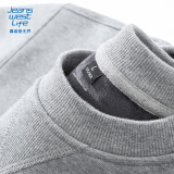 JEANSWEST LIFE真维斯加绒卫衣男秋冬季加厚保暖外套三角设计重磅灰色圆领上衣