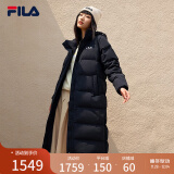 FILA斐乐女装羽绒服女冬季时尚休闲中长款羽绒服保暖外套 传奇蓝-NV 155/76A/XS