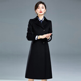 芭妃娅职业呢子外套过膝长款空姐大衣女毛呢工作服2019冬季加厚礼仪工装 黑色毛呢 M