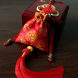 和武堂香包爱心中国结挂件端午节香囊艾香送老外礼品汽车挂饰平安小荷包 吉祥红色款