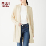 无印良品 MUJI 女式 含牦牛绒毛圈花式线长开衫长袖针织衫毛衣女装W9AA052 燕麦色 XS-S (155/80A）