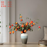 景德镇陶瓷花瓶摆件客厅插花落地高级感种花盆大复古陶罐水养中式 三色黑白灰中号【不含花】可水培