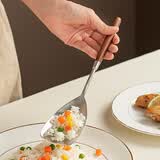 onlycook304不锈钢分餐勺 胡桃木柄小锅铲 长柄大号公用勺子 饭勺米饭铲