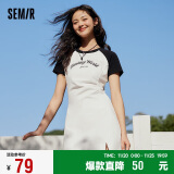 森马（Semir）连衣裙女插肩袖修身收腰2024夏季字母开叉短裙运动风109324114025