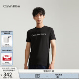 Calvin Klein Jeans夏季男女情侣中性年轻ck多色印花透气修身短袖T恤J320931 BEH-太空黑 S （推荐120-130斤）