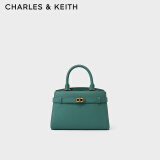 CHARLES&KEITH金属扣带饰手提包单肩包凯莉包包女包女士CK2-50160102 Teal蓝绿色 M