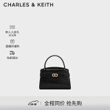 CHARLES&KEITH鳄鱼纹凯莉包手提斜挎包婚包包女包生日礼物CK2-50270880-1 Black黑色 S