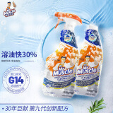 威猛先生（Mr Muscle）厨房重油污净 油污清洁剂 抽油烟机清洗剂 强力去油污渍垢 油烟净 净油泡泡650g+650g小青柠香