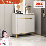 智新木王奶油风岩板鞋柜家用门口玄关柜轻奢入户鞋柜靠墙一体多功能储物柜