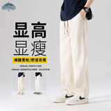 顶峰保罗（Dingfengbaoluo）港风休闲裤男秋季直筒日系文艺简约百搭纯色长裤子2507卡其XL