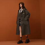 B.Duck【100%棉羊毛】毛呢大衣女小黄鸭冬款双面呢大衣长款女外套 咖啡色 L