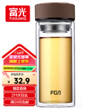 富光 男女士双层玻璃杯 高硼硅玻璃304茶隔水杯子 带茶隔泡茶杯500ml
