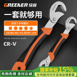 绿林（GREENER）扳手套装工具两件套管钳万能快速活动扳手活口开口多功能卫浴神器