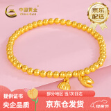 中国黄金足金黄金手链福牌转运珠金珠手串送女友老婆母亲节礼物复购补贴 【两世欢】约3.8克 (京仓速达)