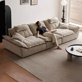 耶尔帆船沙发客厅2026新款中古风可移动靠背云朵棉麻雪尼尔沙发 2.4米多人位 【豪华版-抗菌亲肤透气】1.2M宽固定坐深-乳胶坐垫