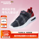 Skechers斯凯奇儿童运动鞋春秋女童魔术贴休闲鞋中大童轻质跑步鞋303601L 403723L炭灰色/红色/CCRD 36