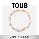 TOUS 桃丝熊925银粉色石榴石珍珠手链手串女生礼物 橘粉色