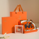 杭丝路真丝丝巾女围巾胸针方巾套装桑蚕丝领巾送妈妈长辈生日礼物凯旋